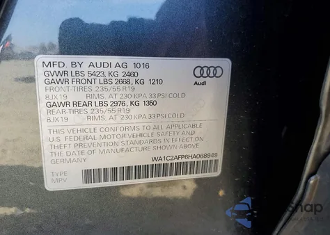 2017 Audi Q5 Premium z USA, uszkodzony, nr VIN WA1C2AFP6HA068949